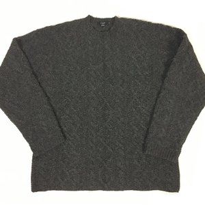 J Crew 100% Wool Cable Sweater Mens XLT Dk Gray